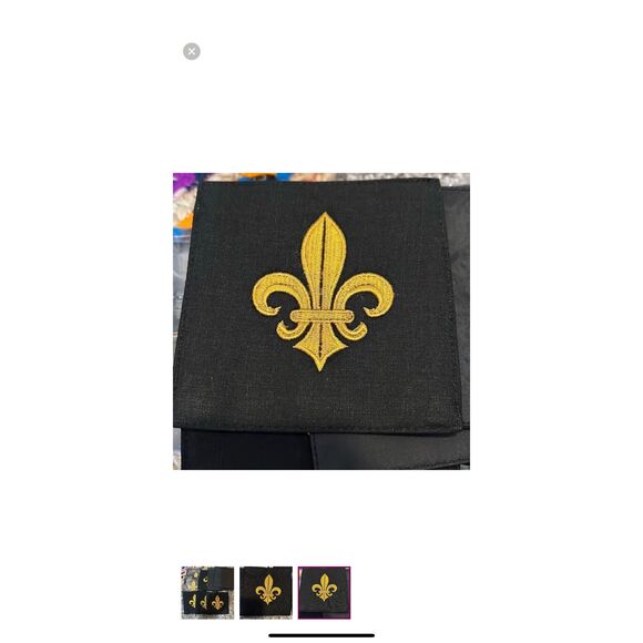 Linen Embroidered Fleur De Lis Coasters (6 to a set) - Picture 3 of 3